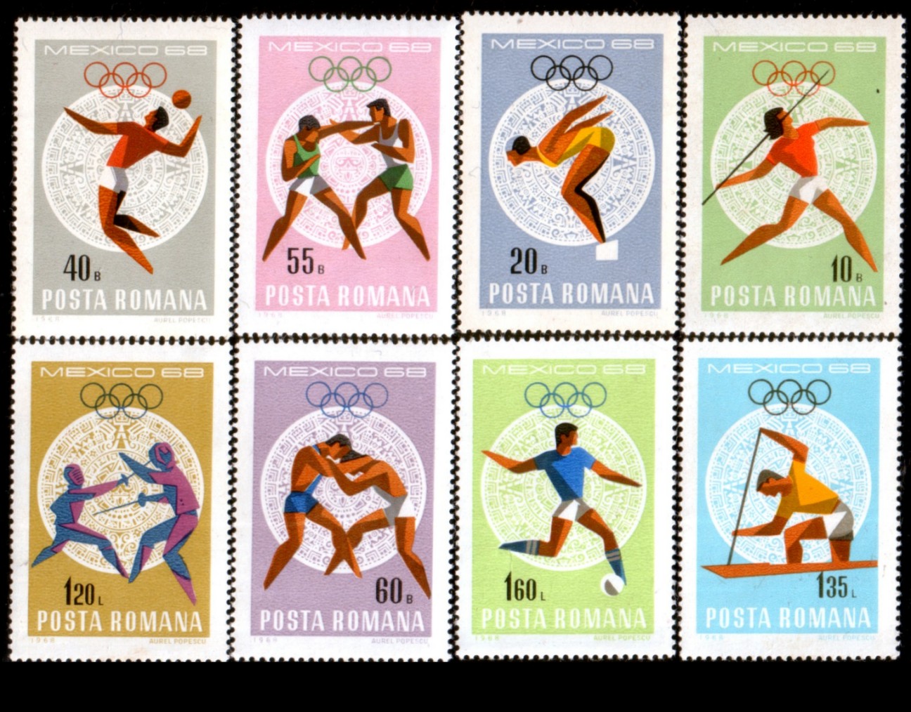 1968 - Jocurile Olimpice Mexic, serie neuzata